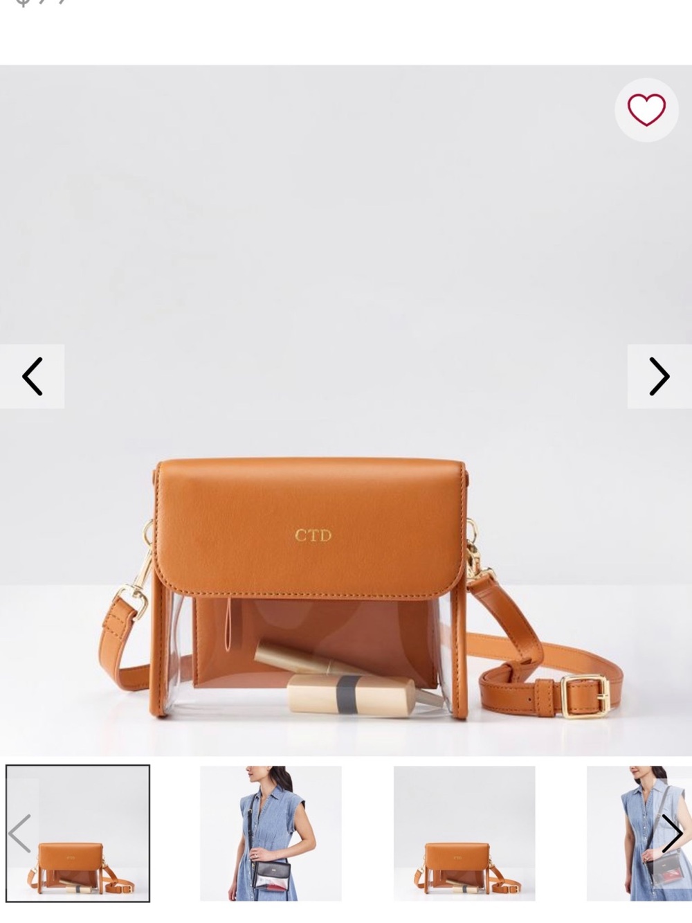 Mark & Graham Tan Clear Crossbody with Leather Trim
